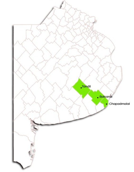 Mapa de la región Sureste de Buenos Aires