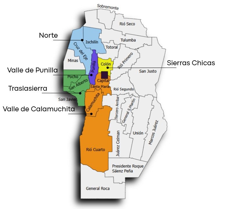Mapa vitivinícola de Córdoba