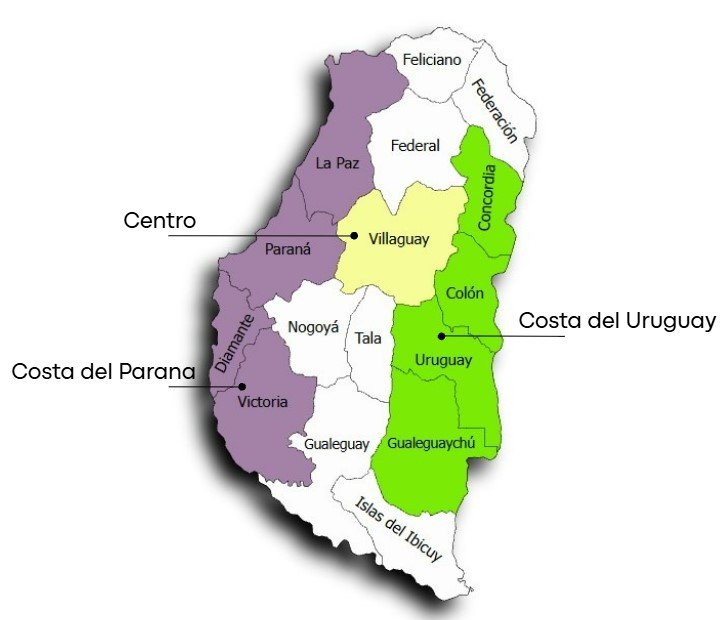 Mapa vitivinícola de Entre Ríos